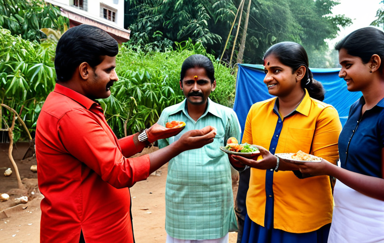 생활체육지도사와 지역 주민 건강 증진 - A diverse group of people participating in yoga in a park in India, fully clothed in modest exercise...
